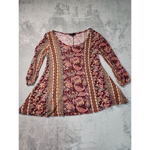 Naif Blouse Womens Medium Floral Burgundy Multicolor Top